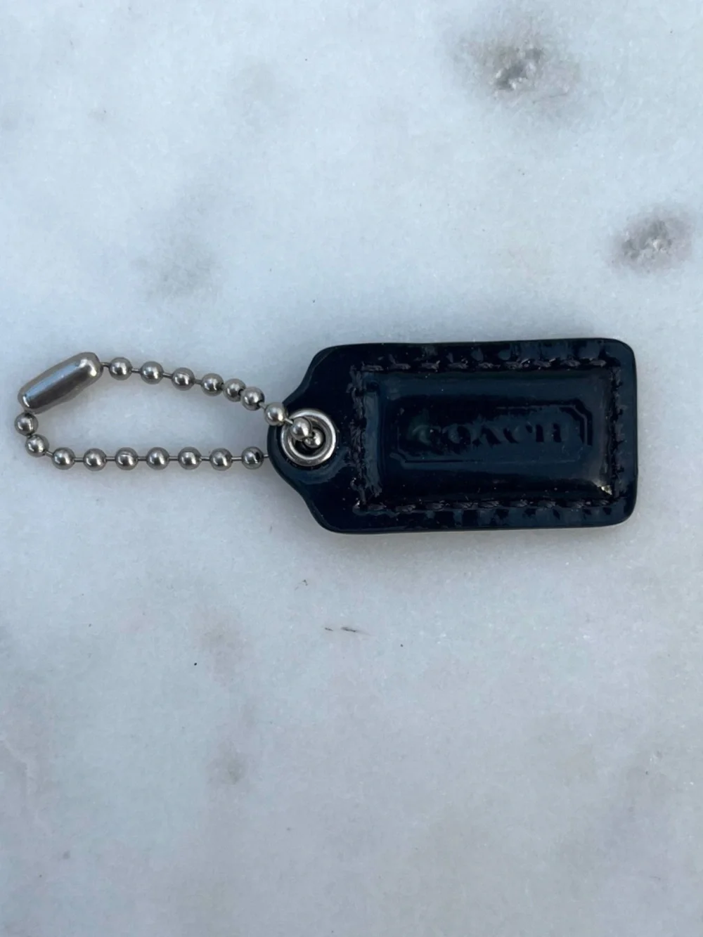 COACH Vintage Patent Leather Hang Tag, Black & Hot Pink, Mini